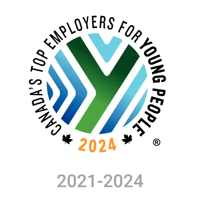 2024 award logo celebrates the achievements of BlackBerry as a top employer for young people and industry leader.