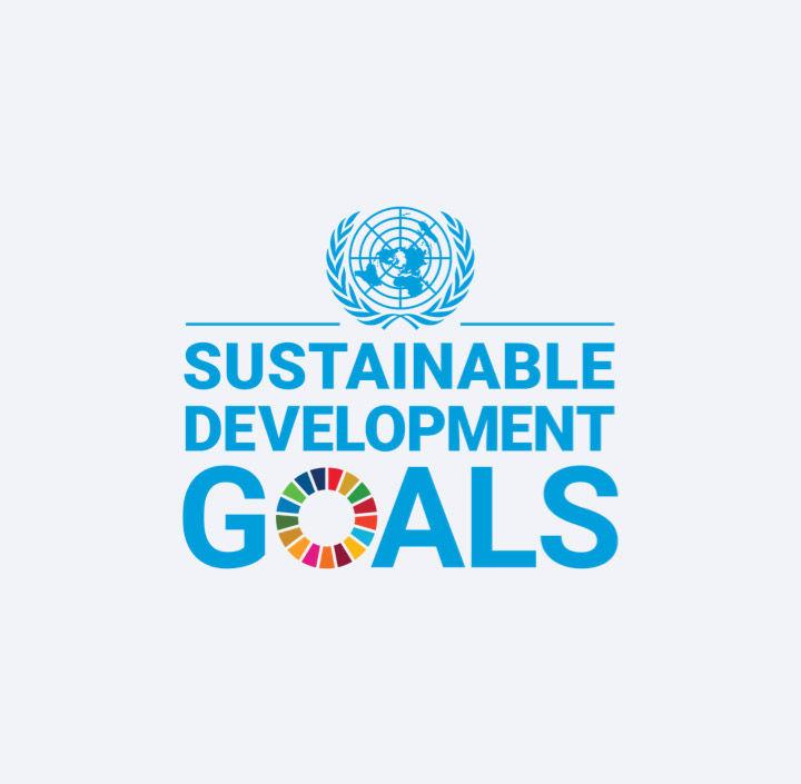 United Nations Sustainable Development Goals (SDGs) logo featuring the UN emblem and multicolored circle representing 17 global goals for sustainability, climate action, equality, and economic development.